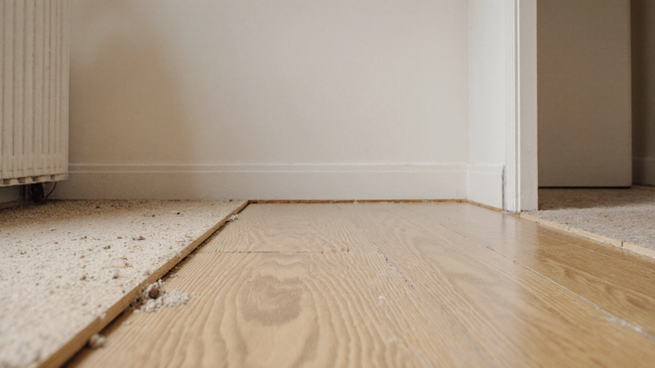 Новый деревянный пол уложен последним, стены и потолок уже покрашены, всё чисто и аккуратно.