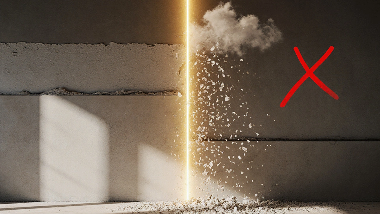 Схематичная иллюстрация правильного порядка ремонта: сначала стены и потолок, потом пол — с красным крестом на ошибочном порядке.