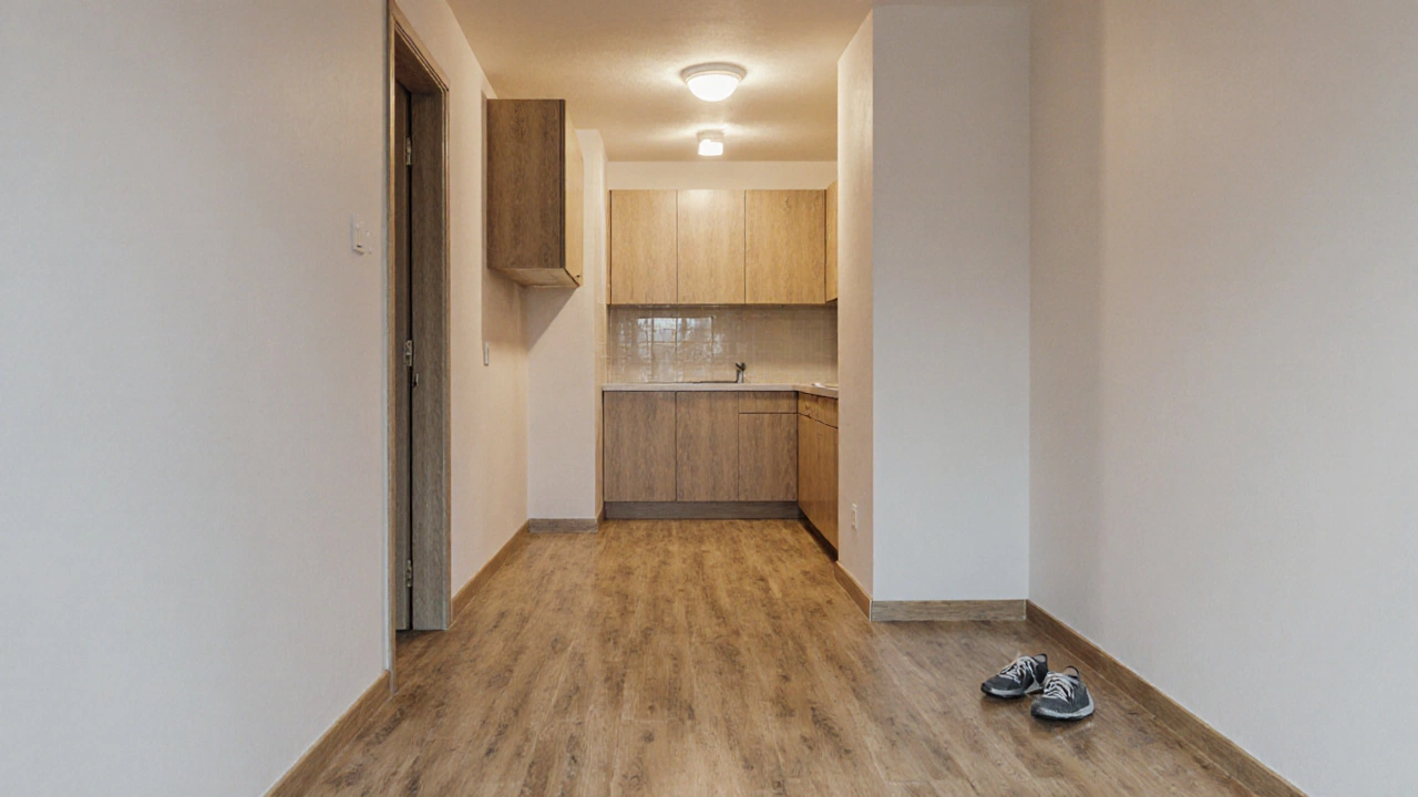 Идеально отремонтированная квартира с новыми стенами, полом и мебелью, тёплый свет и чистота.