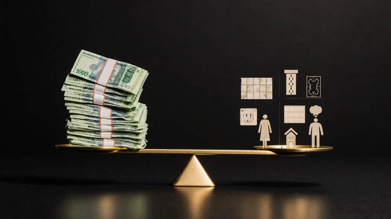 Весы: с одной стороны — деньги, с другой — экономия на ремонте: розетки, плитка, схемы.