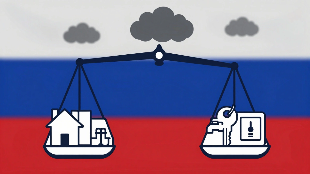 Весы: ключ собственника с элементами дома против ключа арендатора с мелким ремонтом — собственник перевешивает.