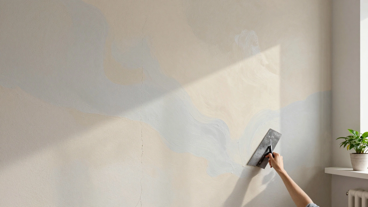 Жидкие обои на бетонной стене с мягким текстурным рельефом в спальне.