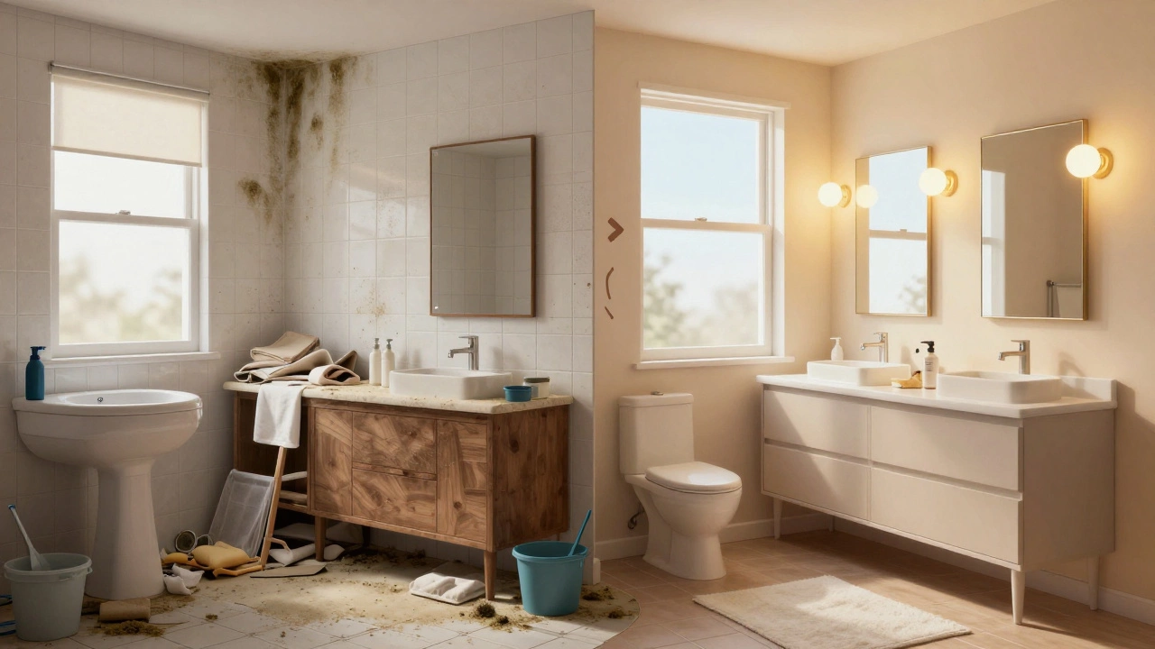 До и после клининга: пыльный интерьер превращается в чистое и ухоженное пространство.