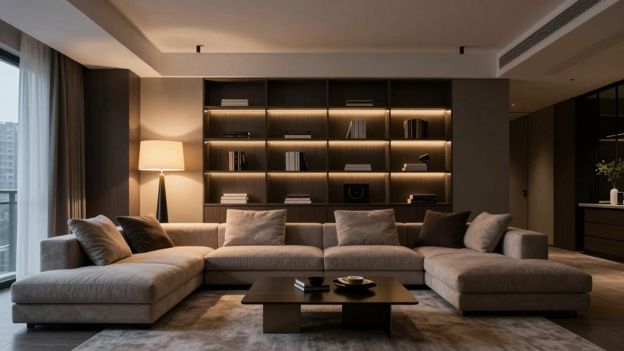 Готовый современный интерьер гостиной с идеальной расстановкой мебели