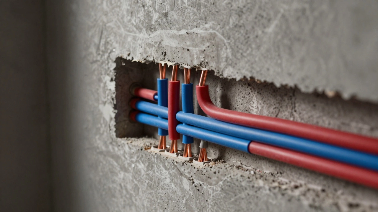 Прокладка электропроводки и труб водоснабжения внутри стены