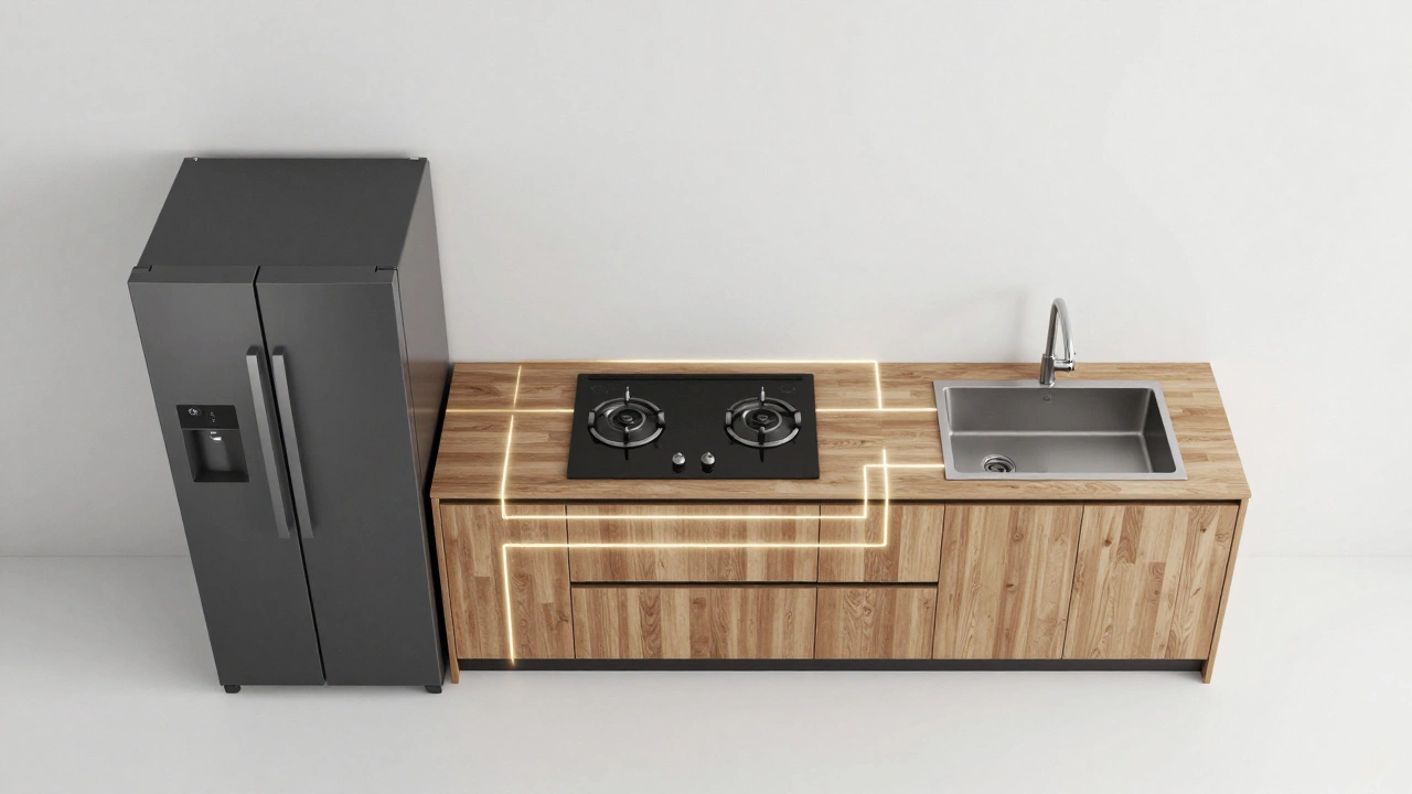 Схема эргономичного треугольника в современном дизайне кухни