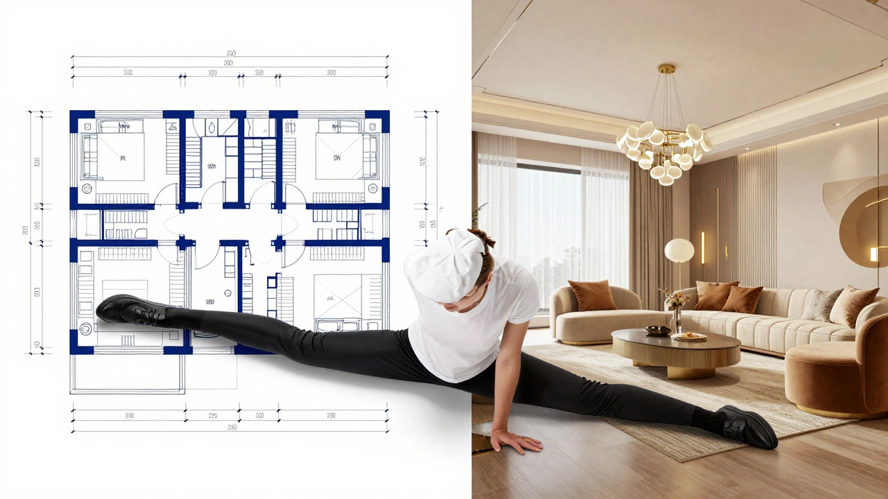 Сравнение архитектурного чертежа и 3D-визуализации интерьера