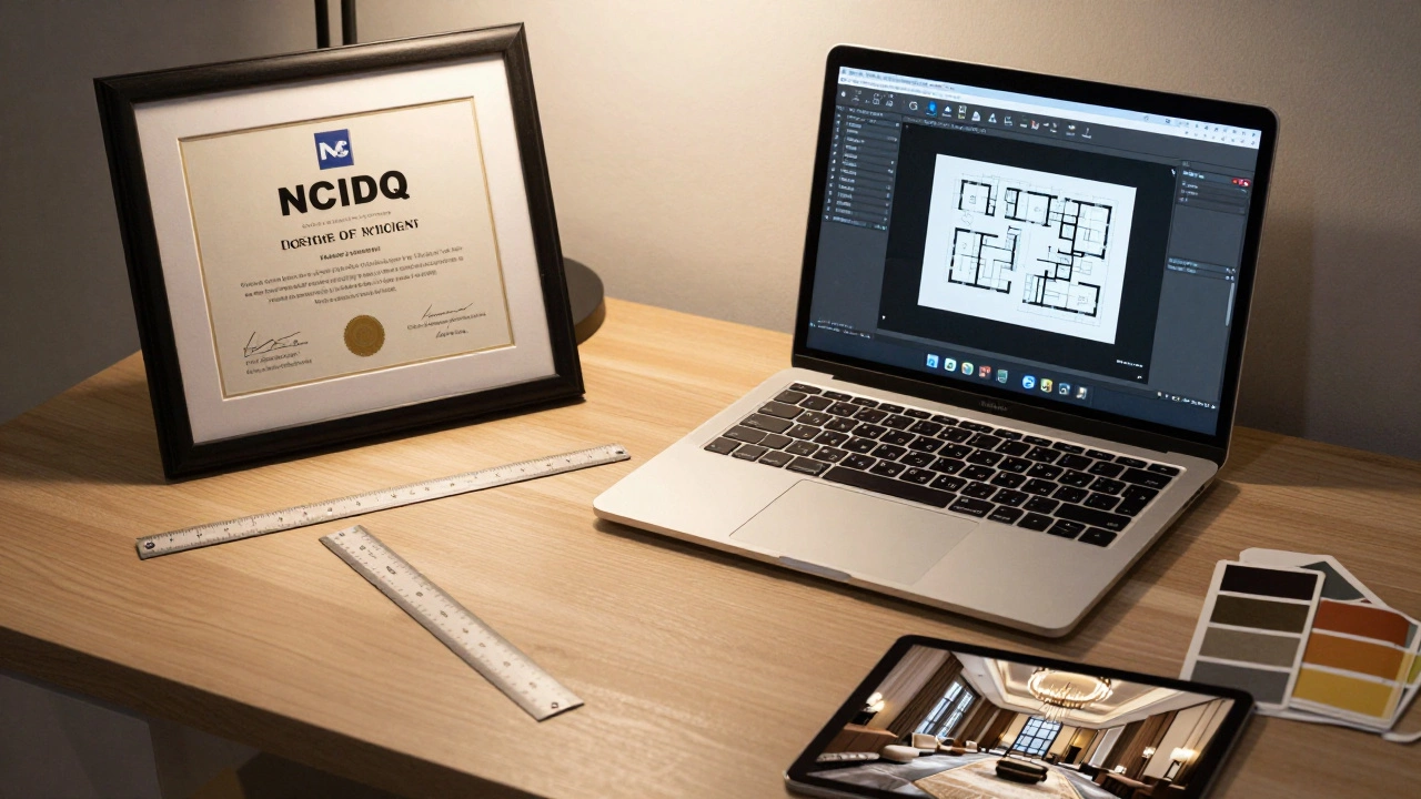 Рабочее место дизайнера с сертификатом NCIDQ и программой для моделирования